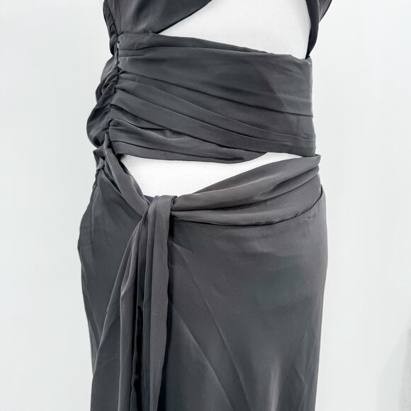 GUIZIO Dress Danielle Black Sz Med Cutout Tie Wrap Gown Backless - Picture 9 of 14